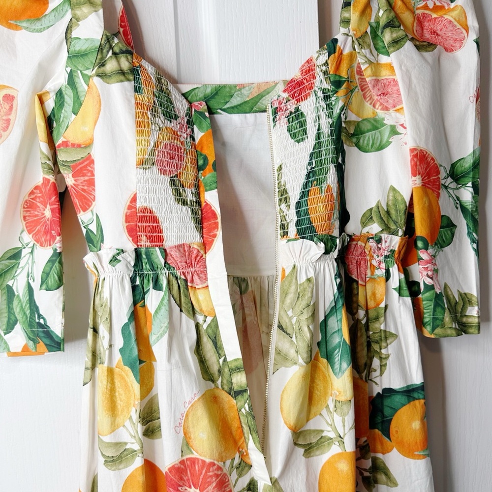 CARA CARA Blue Hill Printed Cotton-Poplin Midi Dress Size 0 - Picture 7 of 16
